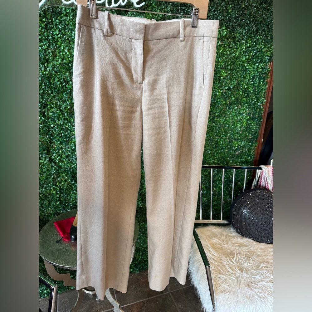 J. Crew Beige Straight-Leg Trousers
